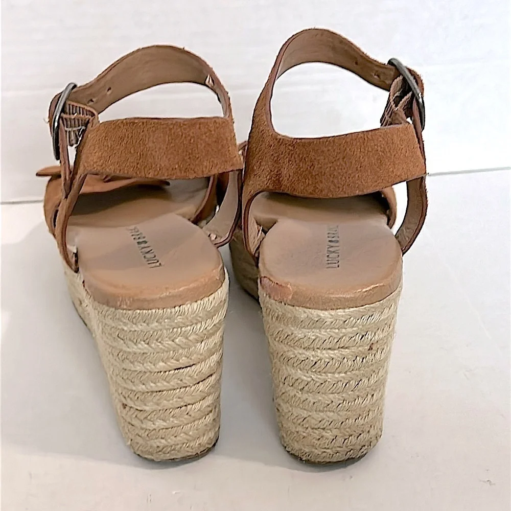 Lucky Brand Women's Naveah leather Sandals Brown Size 8 M GUC